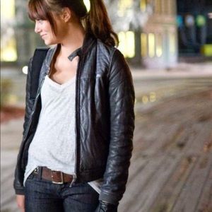 Diesel charcoal grey leather jacket M